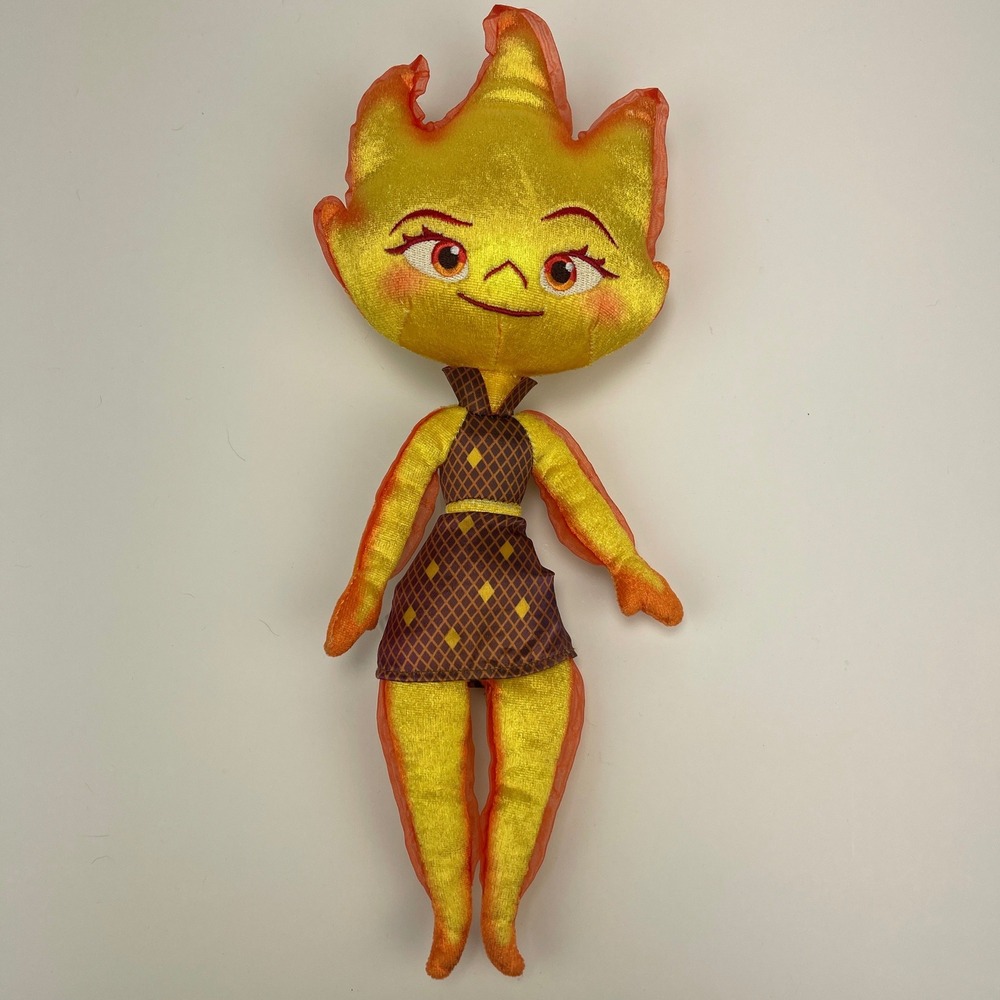 Disney Pixar Elemental Ember Lumen Plush Doll 13" Yellow Fire Flame Soft Toy EUC